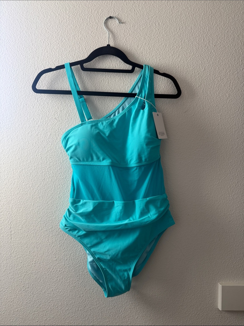 Women’s One-Shoulder Turquoise Swim Suit